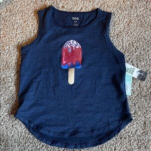DSG Kids Dark Blue Tank Top with Ice Cream Design